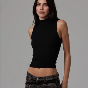 Talentless Mock Neck Tank in Pitch Black XS EUC